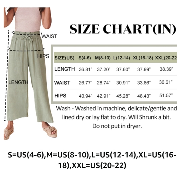 ANRABESS Women's Linen Pants Casual Loose High Waist Drawstring Wide Leg - Picture 13 of 15